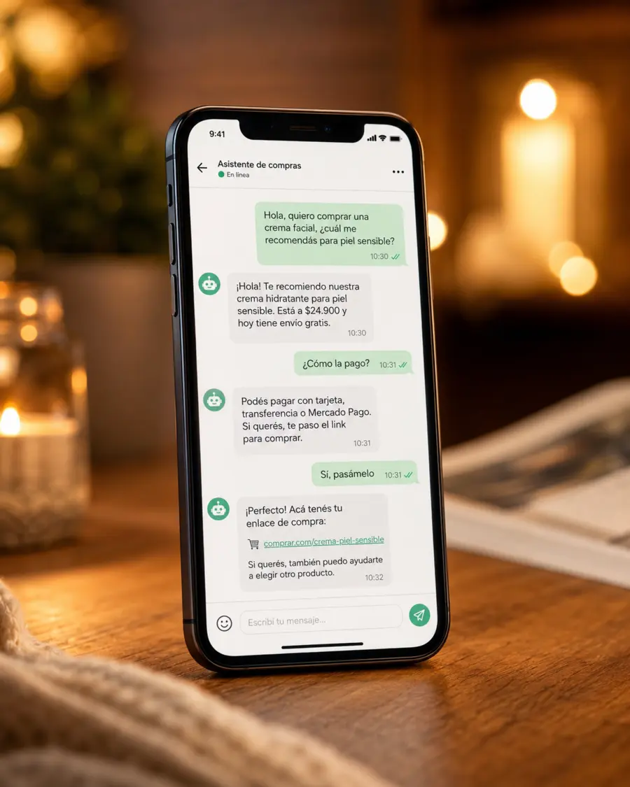 Asistente de atención al cliente integrado con WhatsApp